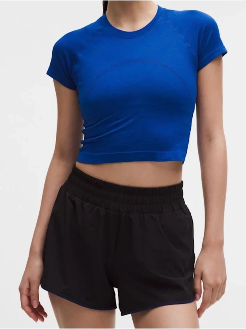 Lululemon Swiftly Tech Cropped Short Sleeve 2.0 Club Blue